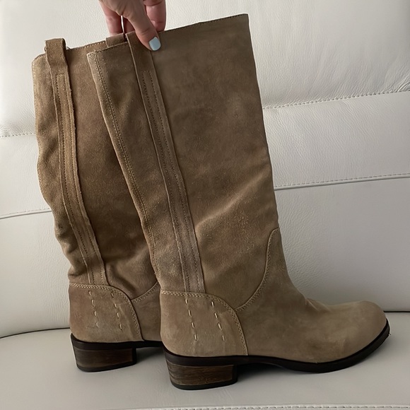 Vis-a-Vis Tall Suede Tan Boots - Picture 5 of 9